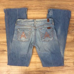 7 FAMK A Pocket Distressed Flare Jeans Size 26